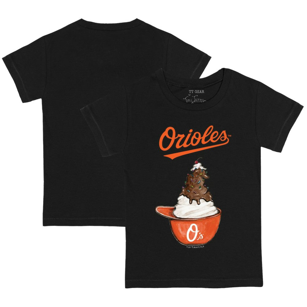 Baltimore Orioles Tiny Turnip Youth Sundae Helmet T-Shirt - Black T-shirts