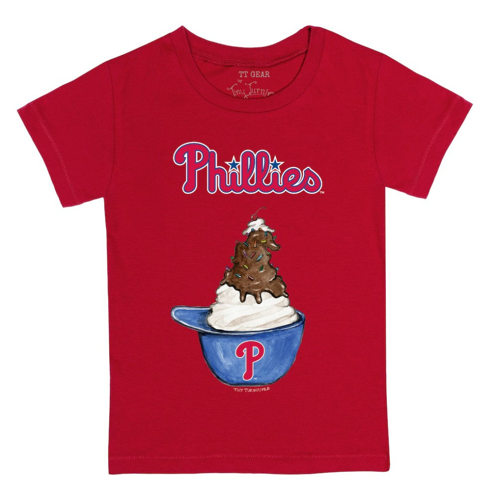 Philadelphia Phillies Tiny Turnip Youth Sundae Helmet T-Shirt - Red T-shirts