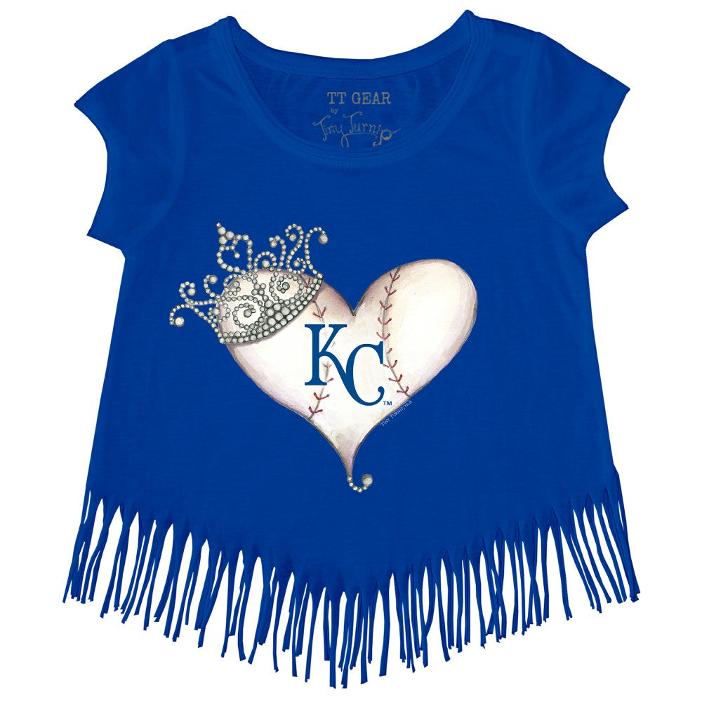 Kansas City Royals Tiny Turnip Girls Youth Tiara Heart Fringe T-Shirt - Royal T-shirts