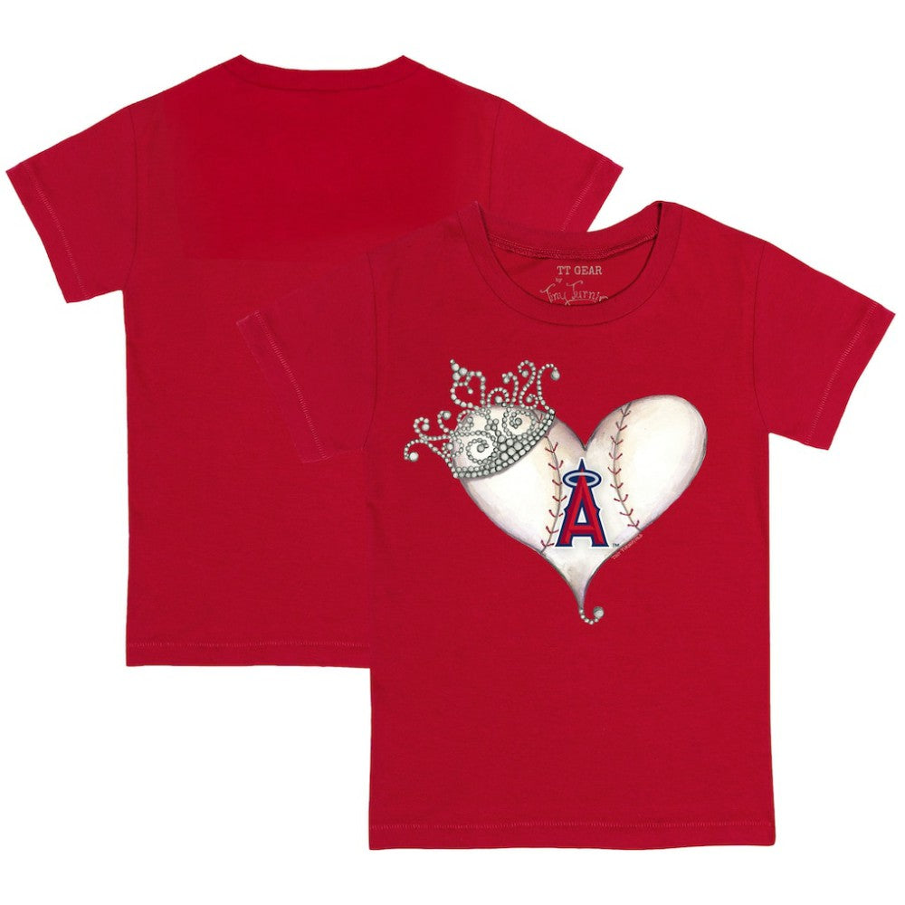 Los Angeles Angels Tiny Turnip Youth Tiara Heart T-Shirt - Red T-shirts