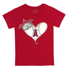 Los Angeles Angels Tiny Turnip Youth Tiara Heart T-Shirt - Red T-shirts