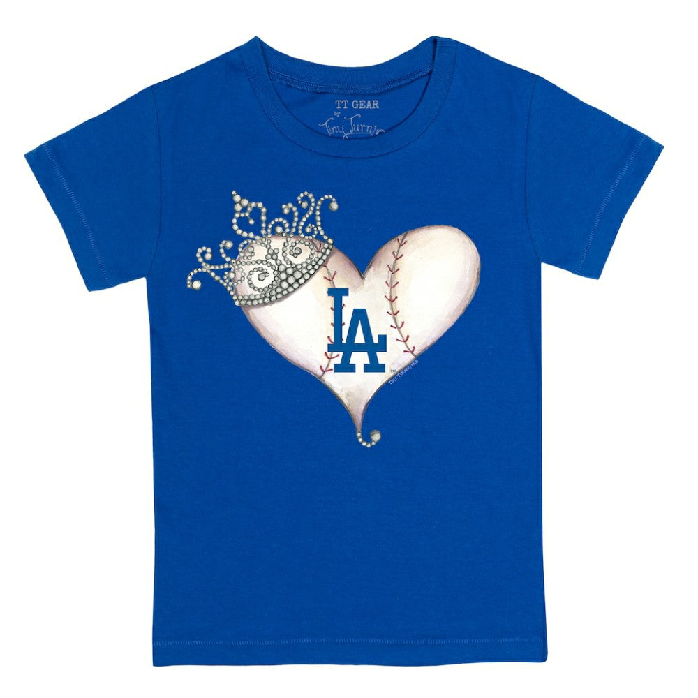 Los Angeles Dodgers Tiny Turnip Youth Tiara Heart T-Shirt - Royal T-shirts
