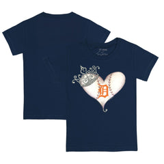 Detroit Tigers Tiny Turnip Youth Tiara Heart T-Shirt - Navy T-shirts