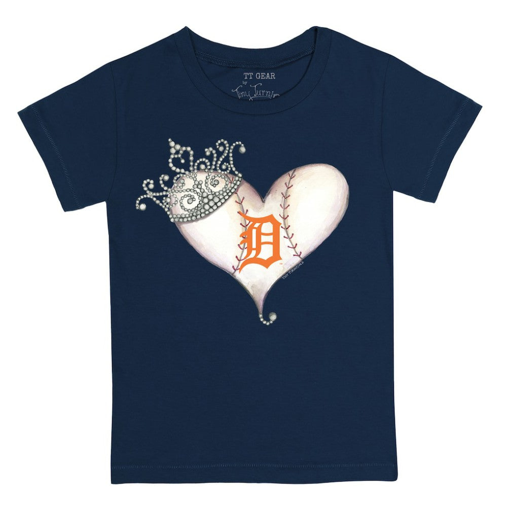 Detroit Tigers Tiny Turnip Youth Tiara Heart T-Shirt - Navy T-shirts
