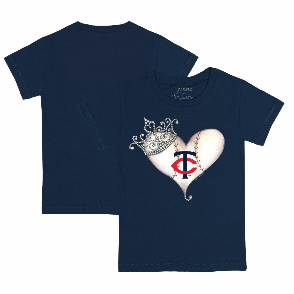 Minnesota Twins Tiny Turnip Youth Tiara Heart T-Shirt - Navy T-shirts