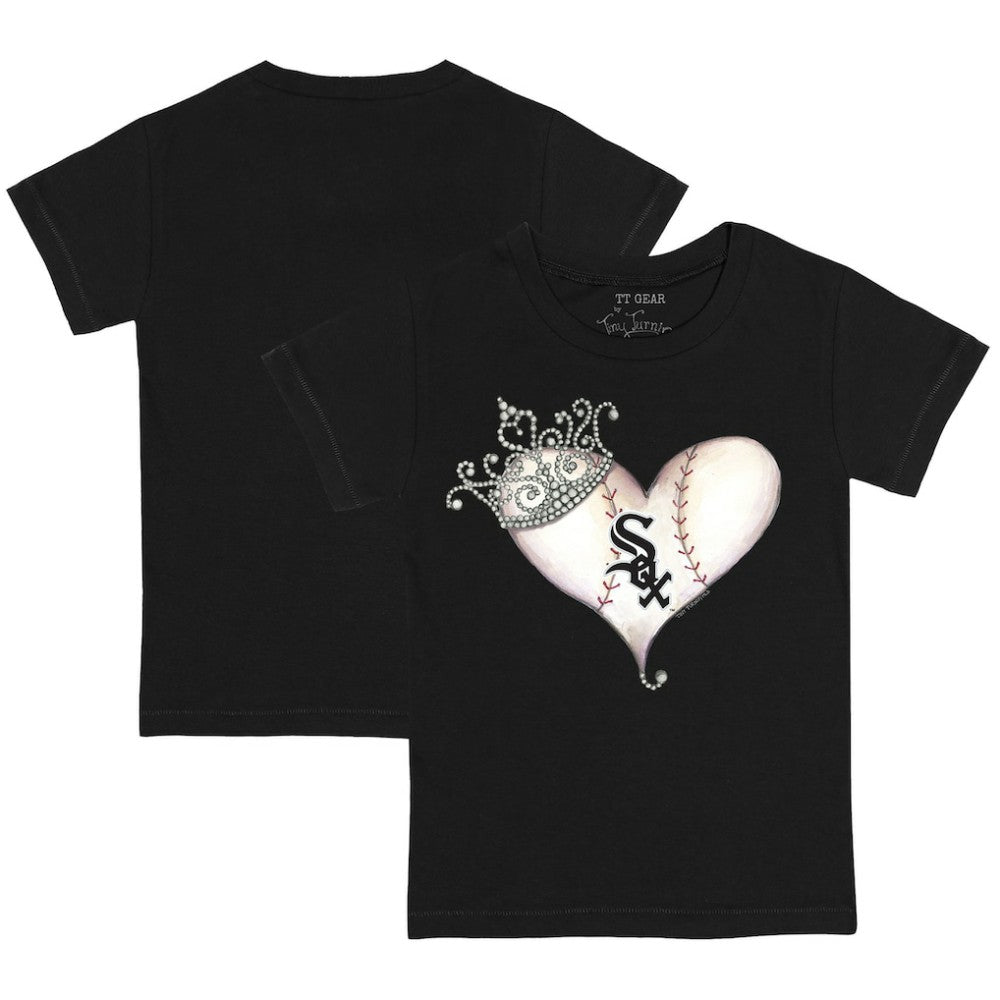 Chicago White Sox Tiny Turnip Youth Tiara Heart T-Shirt - Black T-shirts