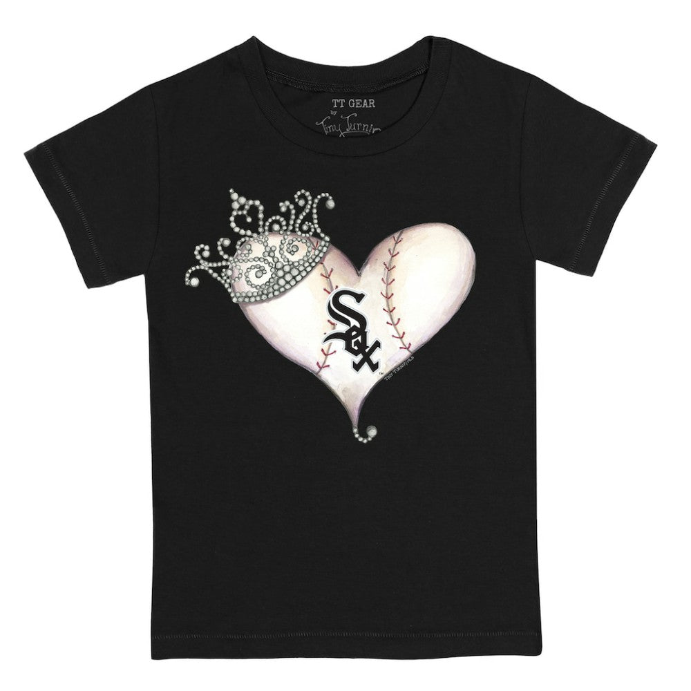 Chicago White Sox Tiny Turnip Youth Tiara Heart T-Shirt - Black T-shirts