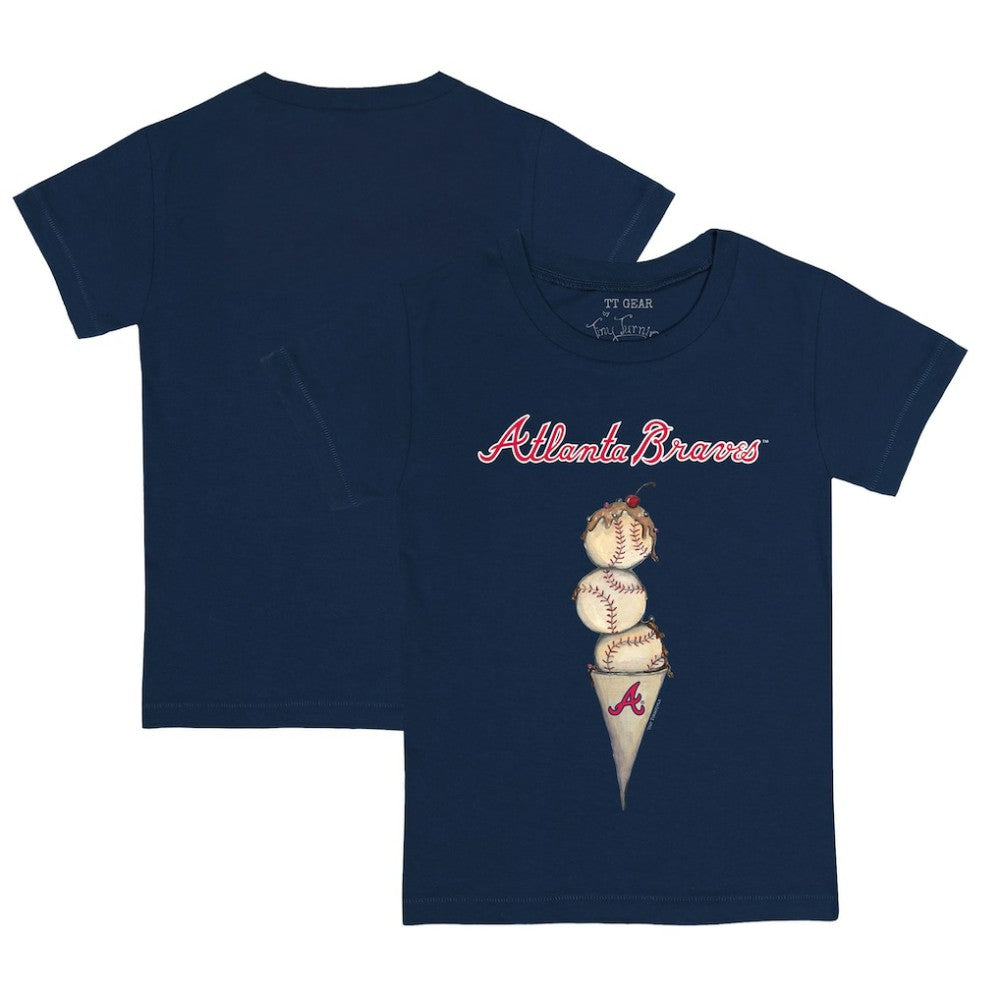 Atlanta Braves Tiny Turnip Youth Triple Scoop T-Shirt - Navy T-shirts