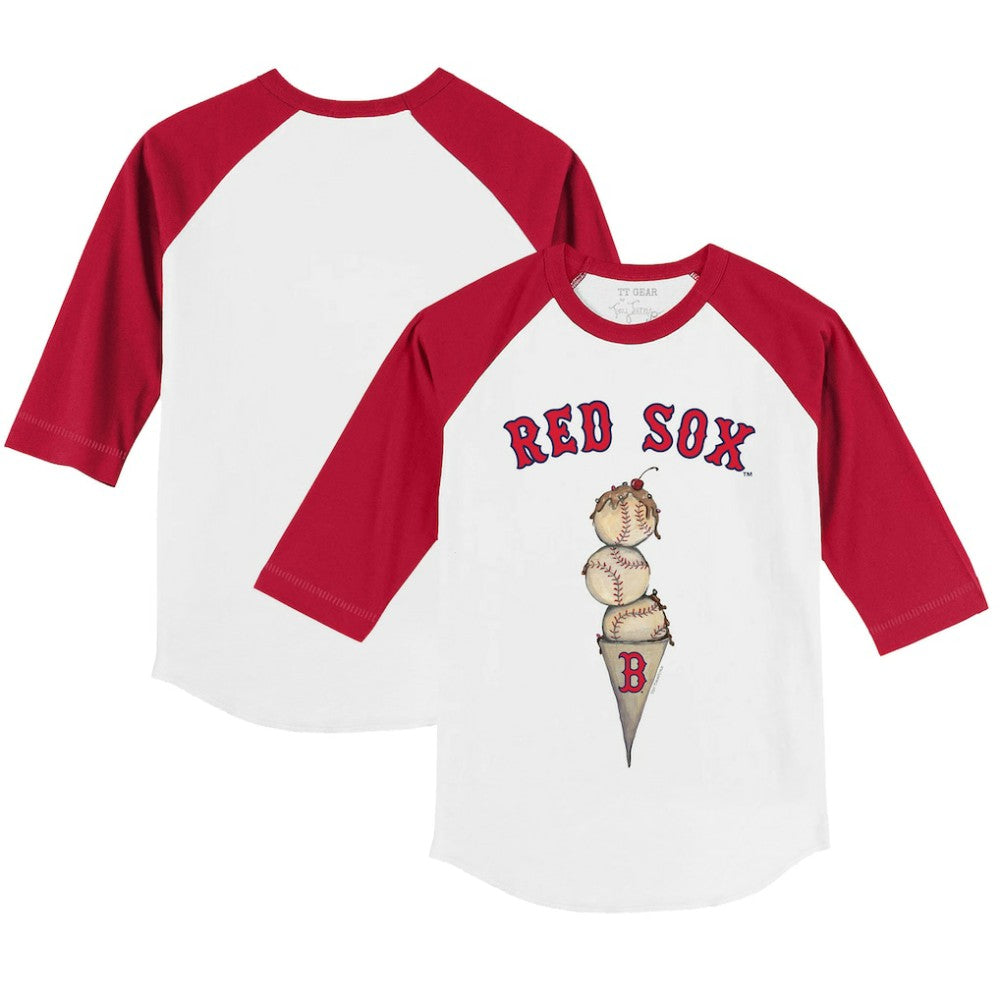 Boston Red Sox Tiny Turnip Youth Triple Scoop 3/4-Sleeve Raglan T-Shirt - White/Red T-shirts
