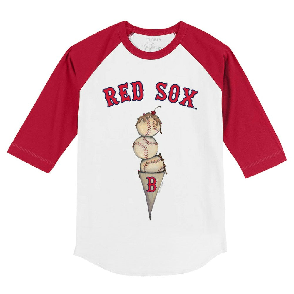 Boston Red Sox Tiny Turnip Youth Triple Scoop 3/4-Sleeve Raglan T-Shirt - White/Red T-shirts
