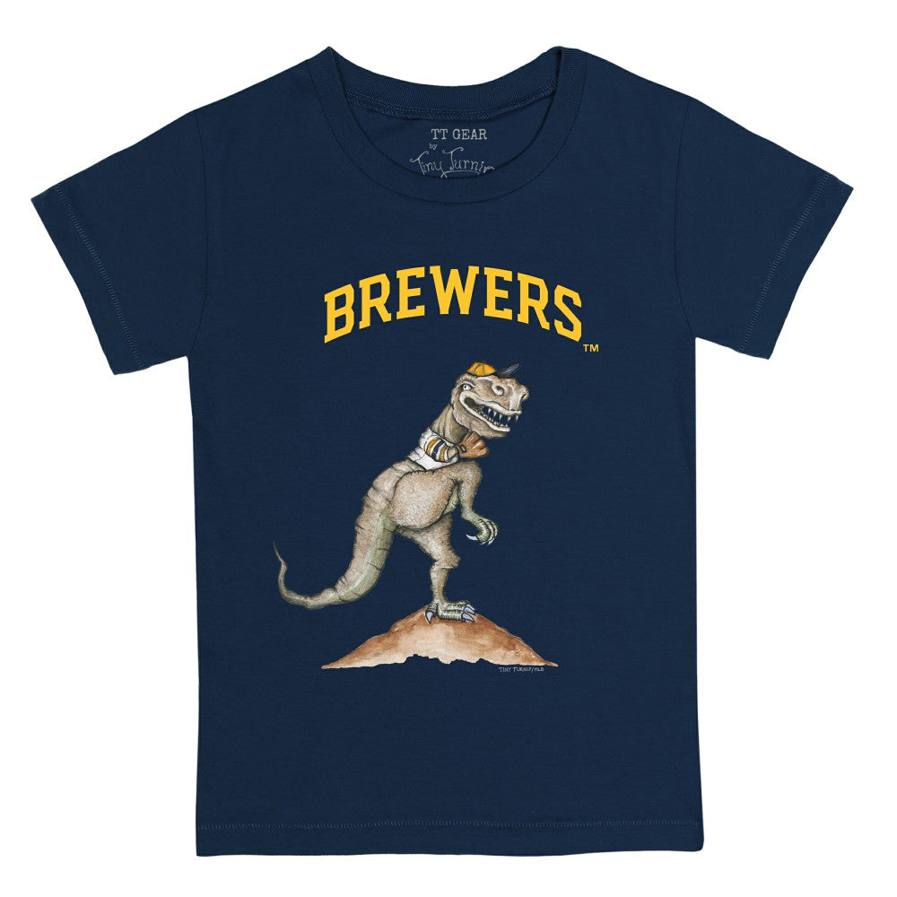 Milwaukee Brewers Tiny Turnip Youth TT Rex T-Shirt - Navy T-shirts