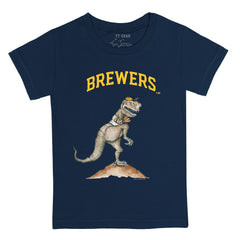 Milwaukee Brewers Tiny Turnip Youth TT Rex T-Shirt - Navy T-shirts