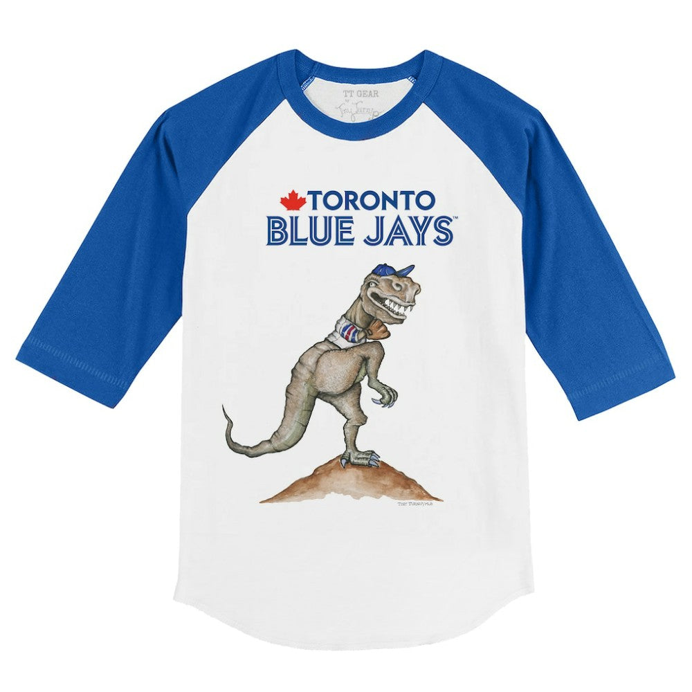 Toronto Blue Jays Tiny Turnip Youth TT Rex 3/4-Sleeve Raglan T-Shirt - White/Royal T-shirts