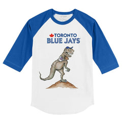 Toronto Blue Jays Tiny Turnip Youth TT Rex 3/4-Sleeve Raglan T-Shirt - White/Royal T-shirts