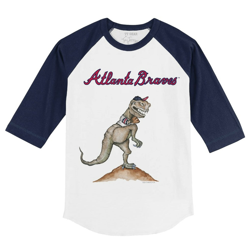 Atlanta Braves Tiny Turnip Youth TT Rex 3/4-Sleeve Raglan T-Shirt - White/Navy T-shirts