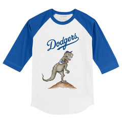 Los Angeles Dodgers Tiny Turnip Youth TT Rex 3/4-Sleeve Raglan T-Shirt - White/Royal T-shirts