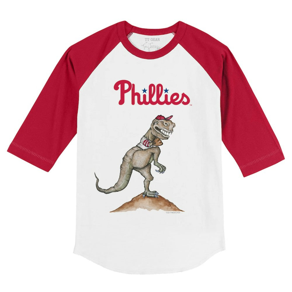 Philadelphia Phillies Tiny Turnip Youth TT Rex 3/4-Sleeve Raglan T-Shirt - White/Red T-shirts