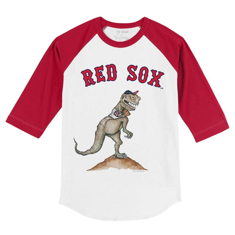 Boston Red Sox Tiny Turnip Youth TT Rex 3/4-Sleeve Raglan T-Shirt - White/Red T-shirts