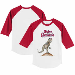 St. Louis Cardinals Tiny Turnip Youth TT Rex 3/4-Sleeve Raglan T-Shirt - White/Red T-shirts