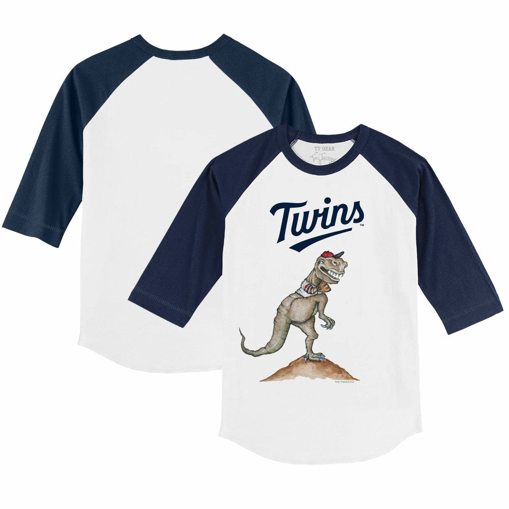 Minnesota Twins Tiny Turnip Youth TT Rex 3/4-Sleeve Raglan T-Shirt - White/Navy T-shirts
