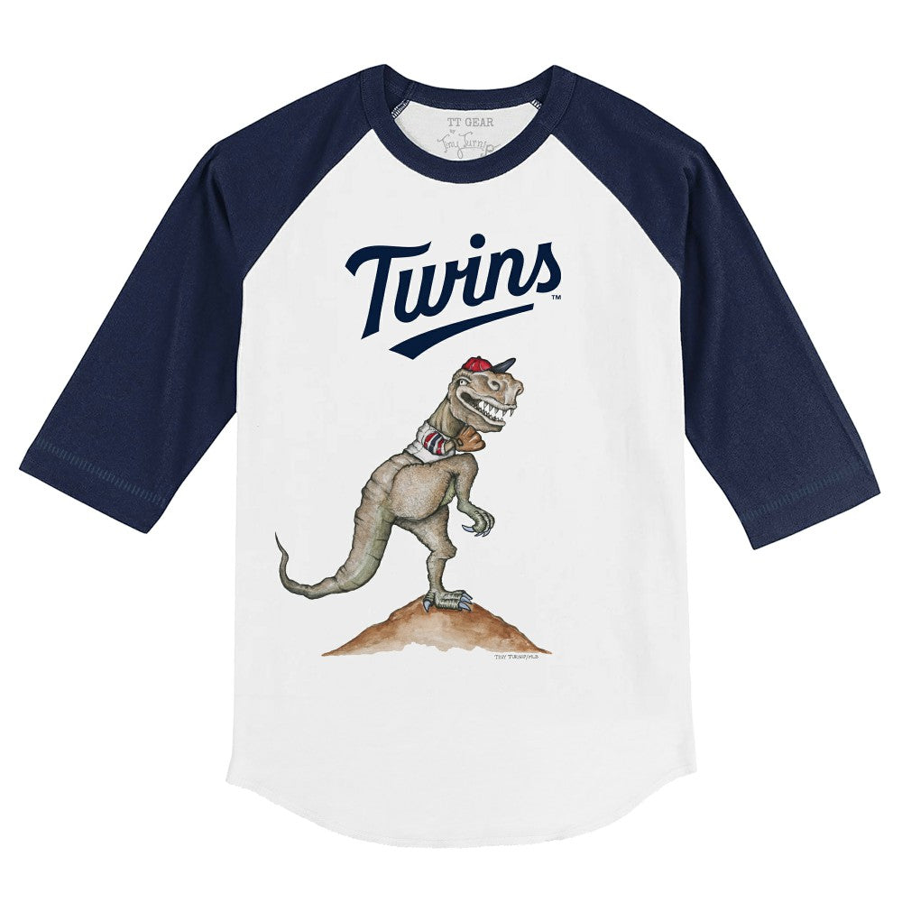 Minnesota Twins Tiny Turnip Youth TT Rex 3/4-Sleeve Raglan T-Shirt - White/Navy T-shirts