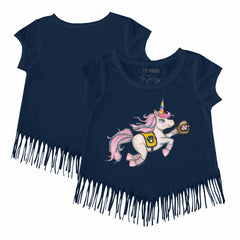 Milwaukee Brewers Tiny Turnip Girls Youth Unicorn Fringe T-Shirt - Navy T-shirts