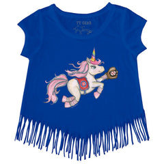 Chicago Cubs Tiny Turnip Girls Youth Unicorn Fringe T-Shirt - Royal T-shirts