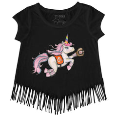 Baltimore Orioles Tiny Turnip Girls Youth Unicorn Fringe T-Shirt - Black T-shirts