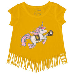 San Diego Padres Tiny Turnip Girls Youth Unicorn Fringe T-Shirt - Gold T-shirts