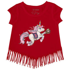 Boston Red Sox Tiny Turnip Girls Youth Unicorn Fringe T-Shirt - Red T-shirts