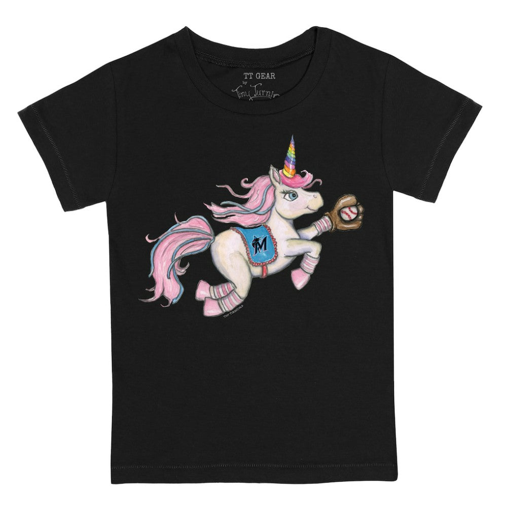 Miami Marlins Tiny Turnip Youth Unicorn T-Shirt - Black T-shirts