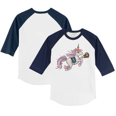 Seattle Mariners Tiny Turnip Youth Unicorn 3/4-Sleeve Raglan T-Shirt - White/Navy T-shirts