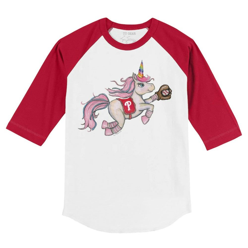 Philadelphia Phillies Tiny Turnip Youth Unicorn 3/4-Sleeve Raglan T-Shirt - White/Red T-shirts