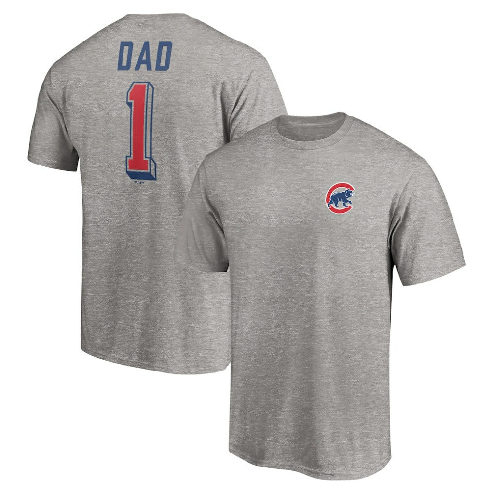 Chicago Cubs Number One Dad T-Shirt - Heather Gray T-shirts
