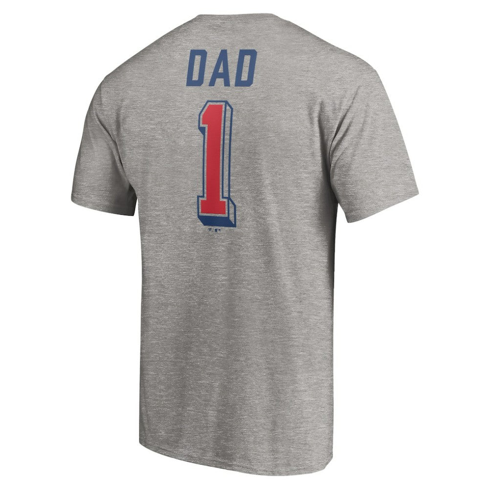 Chicago Cubs Number One Dad T-Shirt - Heather Gray T-shirts
