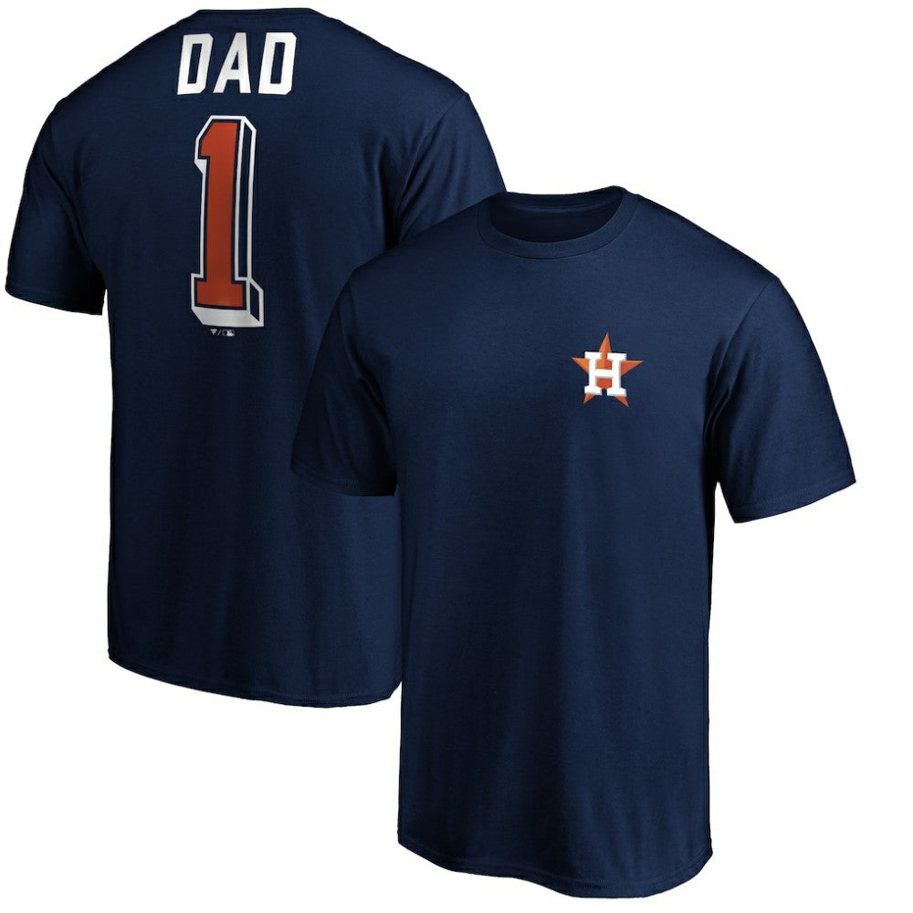 Houston Astros Number One Dad T-Shirt - Navy T-shirts