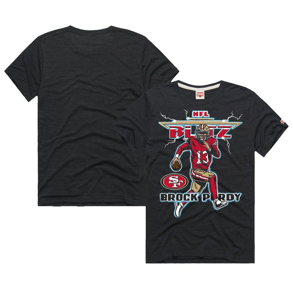 Brock Purdy San Francisco 49ers Homage Unisex NFL Blitz Player Tri-Blend T-Shirt Heathered Black
