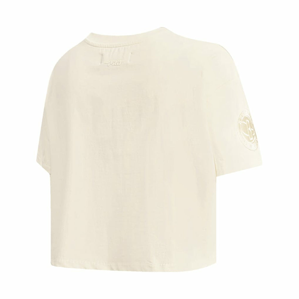 Brooklyn Nets Pro Standard Women's Neutral Boxy Crop T-Shirt Cream