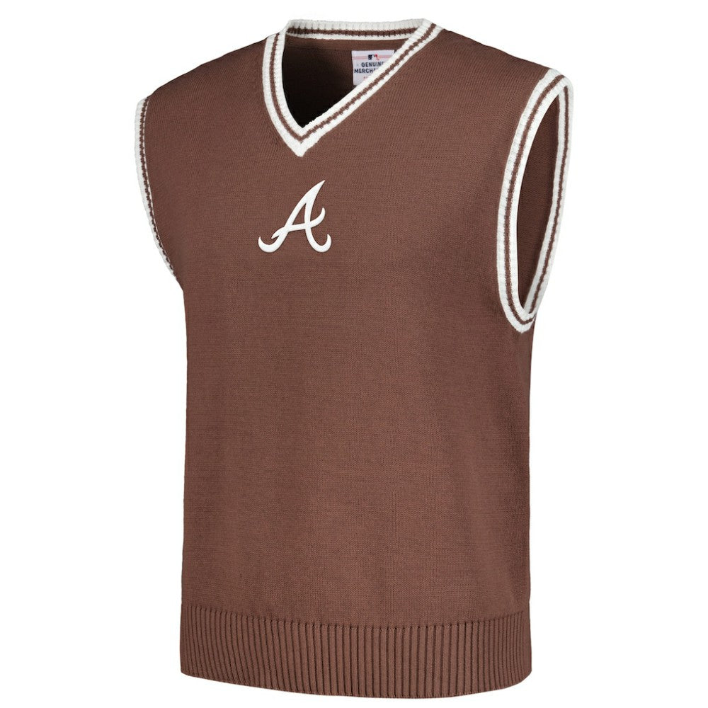 Atlanta Braves PLEASURES Knit V-Neck Pullover Sweater Vest - Brown Pullover