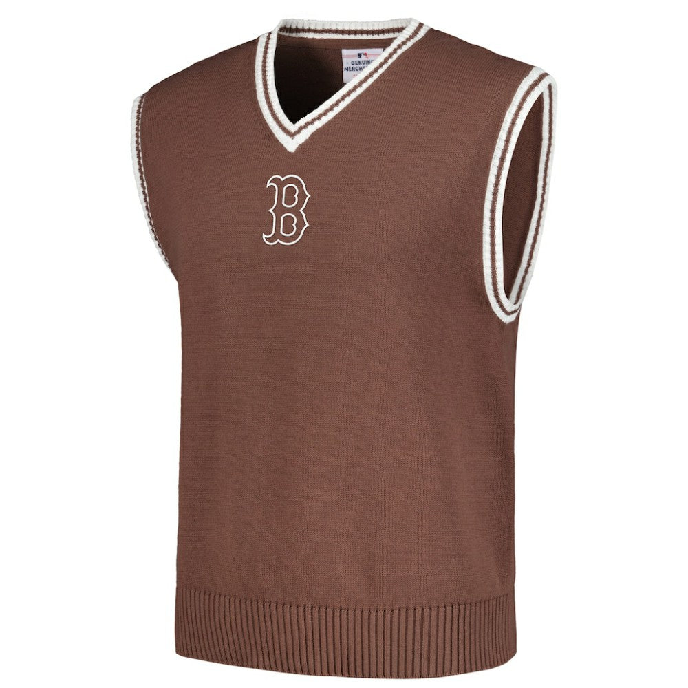 Boston Red Sox PLEASURES Knit V-Neck Pullover Sweater Vest - Brown Pullover