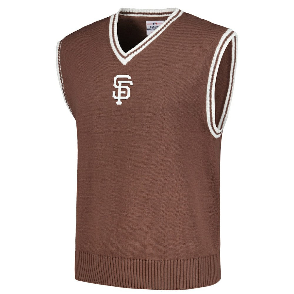 San Francisco Giants PLEASURES Knit V-Neck Pullover Sweater Vest - Brown Pullover