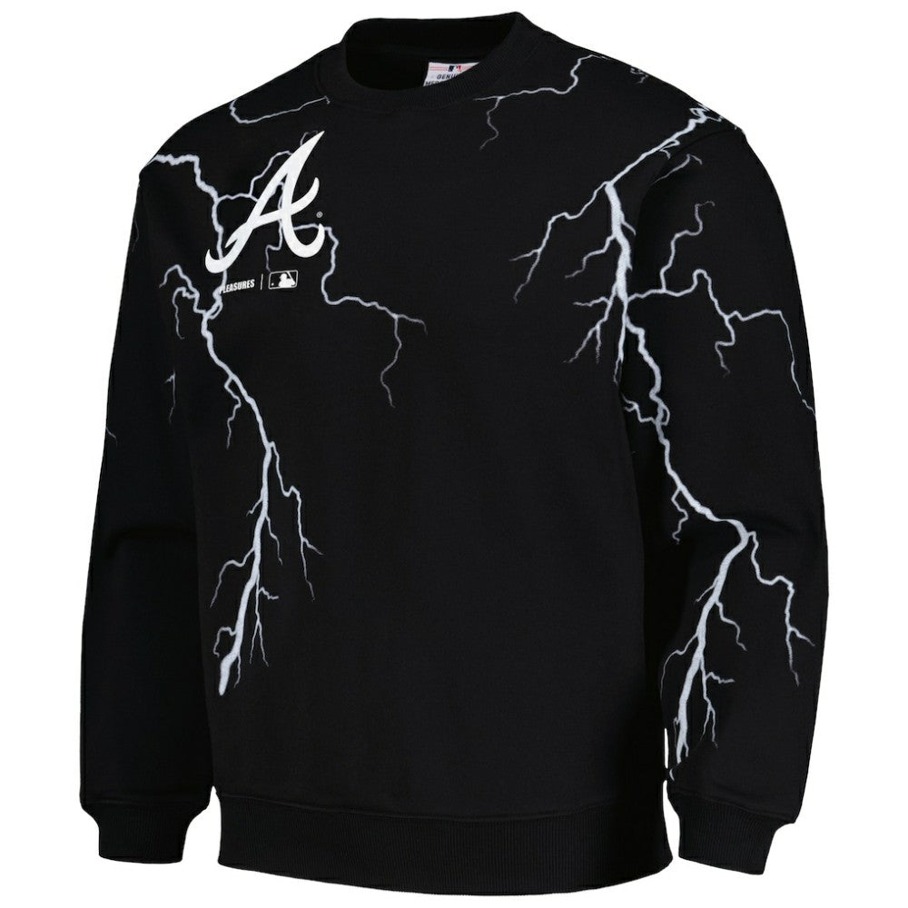 Atlanta Braves PLEASURES Lightning Crewneck Pullover Sweatshirt - Black Pullover