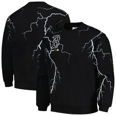 Boston Red Sox PLEASURES Lightning Crewneck Pullover Sweatshirt - Black Pullover