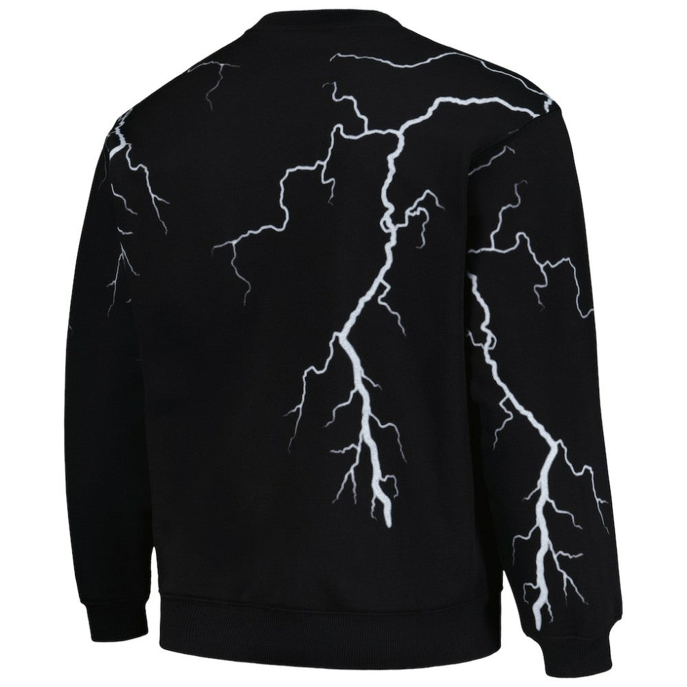 Chicago Cubs PLEASURES Lightning Crewneck Pullover Sweatshirt - Black Pullover