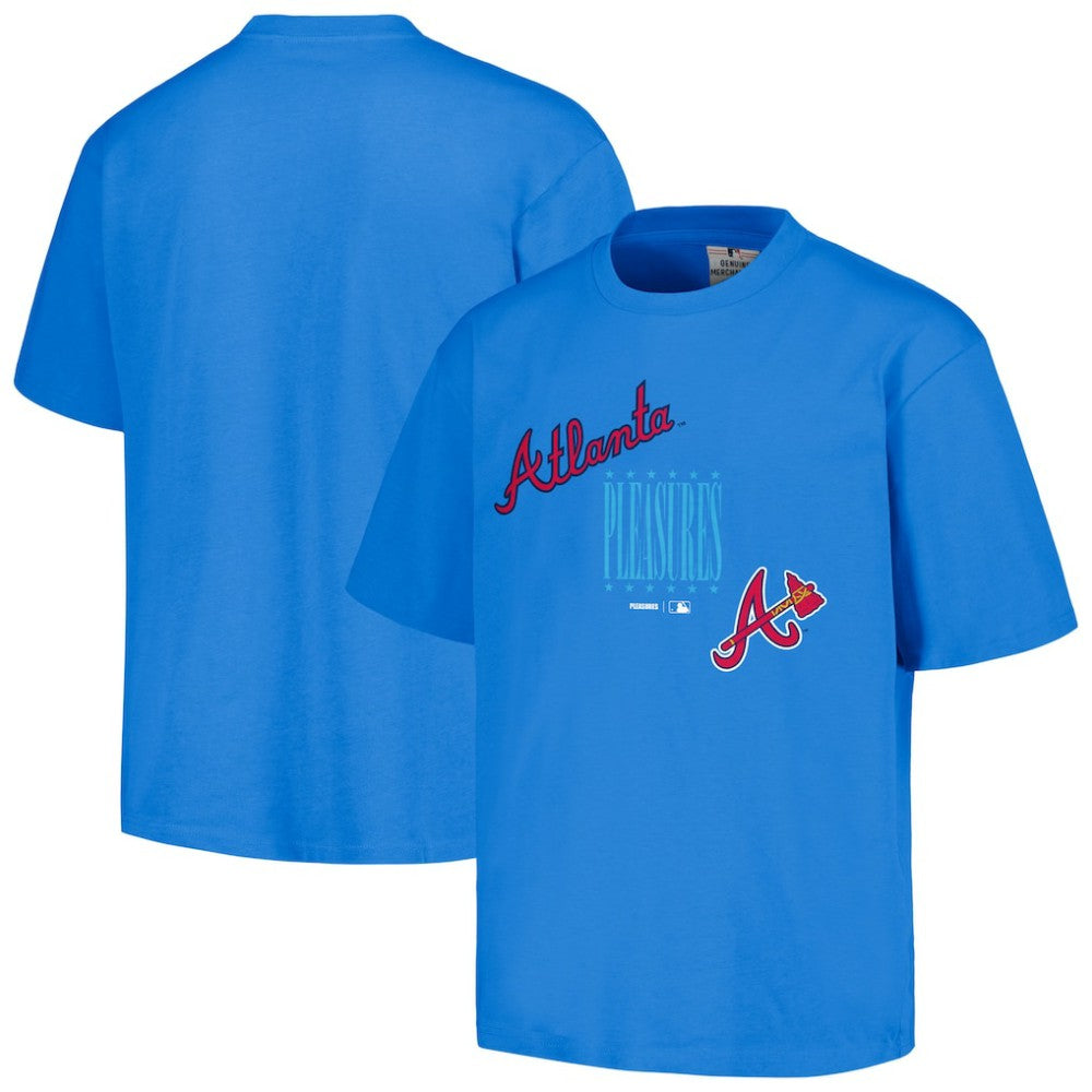 Atlanta Braves PLEASURES Repurpose T-Shirt - Blue T-shirts