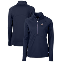Atlanta Braves Cutter & Buck Women's Americana Logo Adapt Eco Knit Stretch Recycled Half-Zip Pullover Top - Navy Pullover