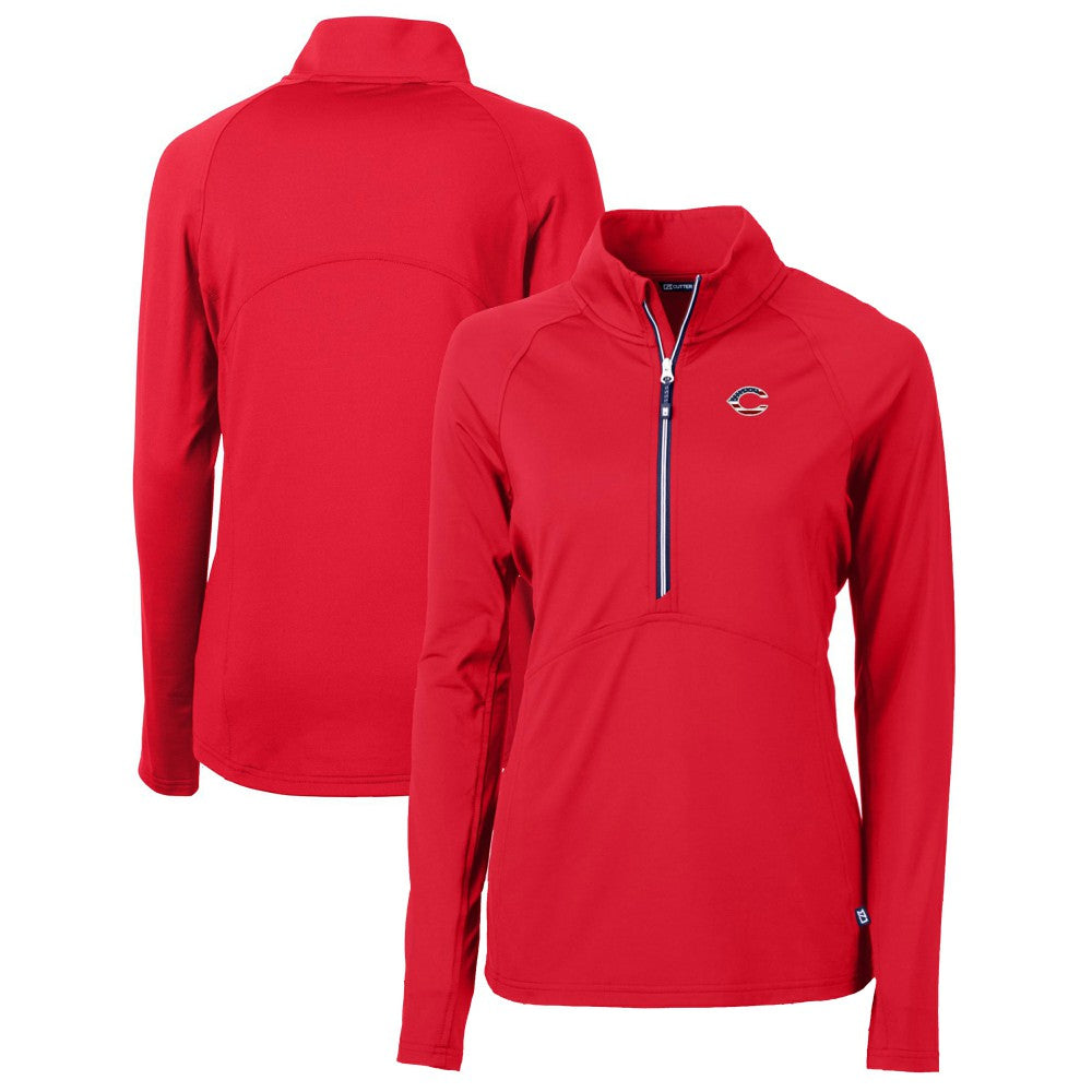 Cincinnati Reds Cutter & Buck Women's Americana Logo Adapt Eco Knit Stretch Recycled Half-Zip Pullover Top - Red Pullover