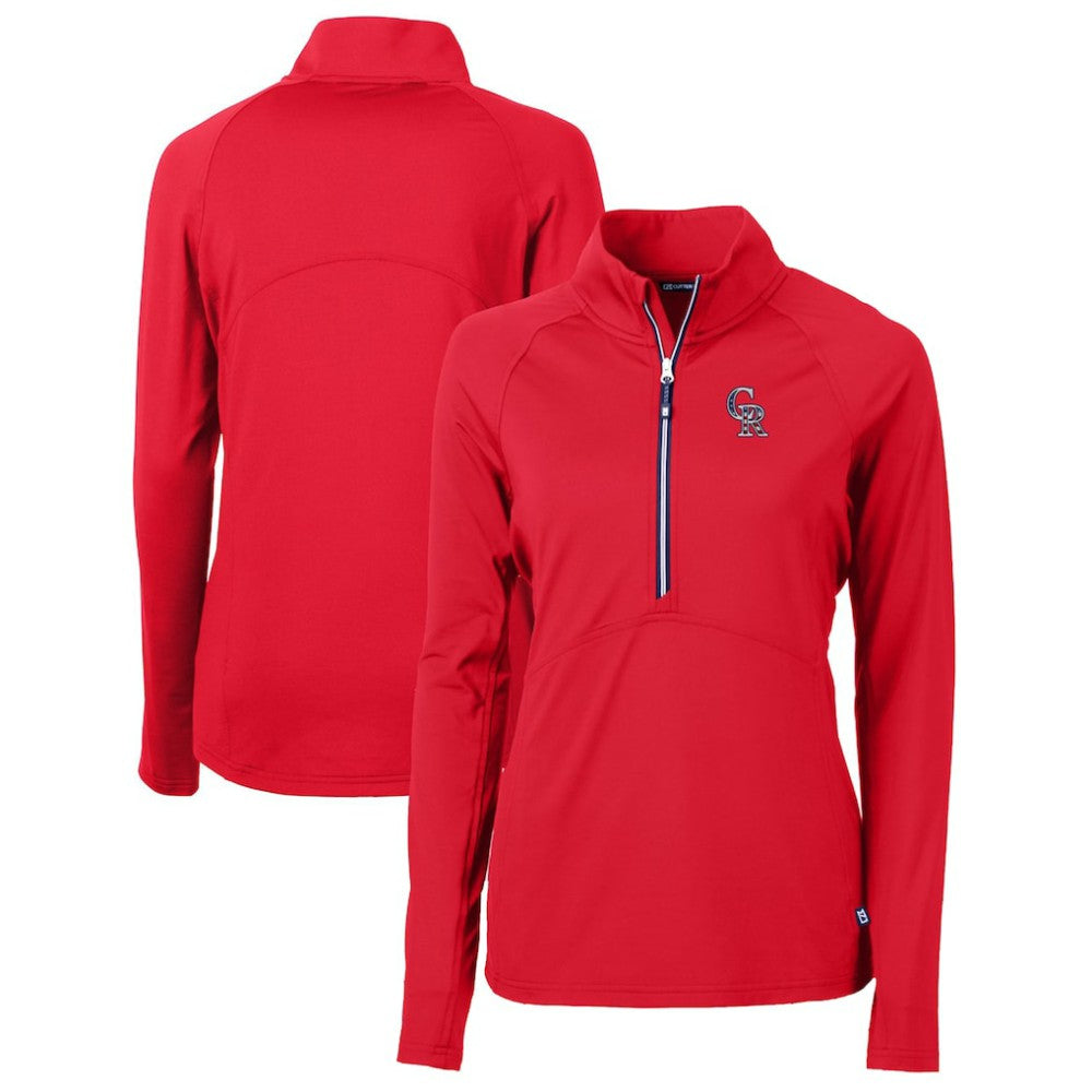 Colorado Rockies Cutter & Buck Women's Americana Logo Adapt Eco Knit Stretch Recycled Half-Zip Pullover Top - Red Pullover