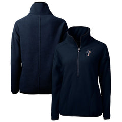 Philadelphia Phillies Cutter & Buck Women's Americana Logo Cascade Eco Sherpa Fleece Half-Zip Pullover Jacket - Navy Jackets