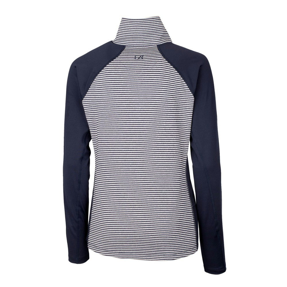 Milwaukee Brewers Cutter & Buck Women's Americana Logo Forge Tonal Stripe Stretch Half-Zip Pullover Top - Navy Pullover